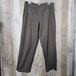 Eileen Fisher Brown Stretch Organic Cotton Side Zip Slim Ankle Pants Size Medium